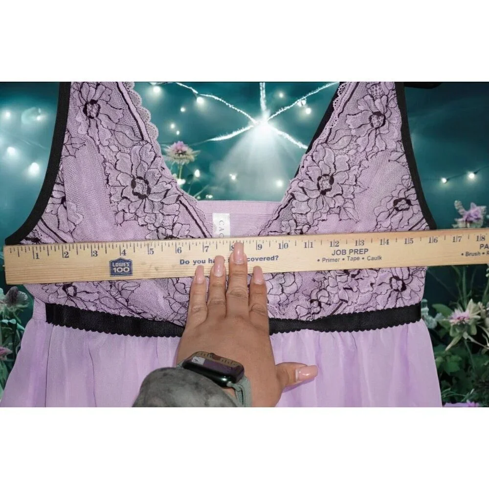 Purple Lace Babydoll Slip Dress - Fairycore Cottagecore Y2K Lingerie - 14/16